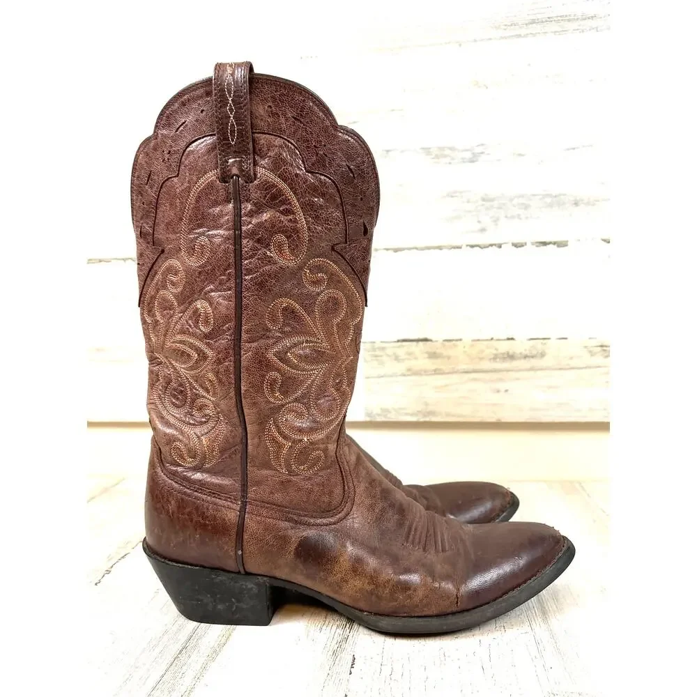 Ariat Womens 10 Brown Heritage R Toe Leather Western Cowgirl Boots